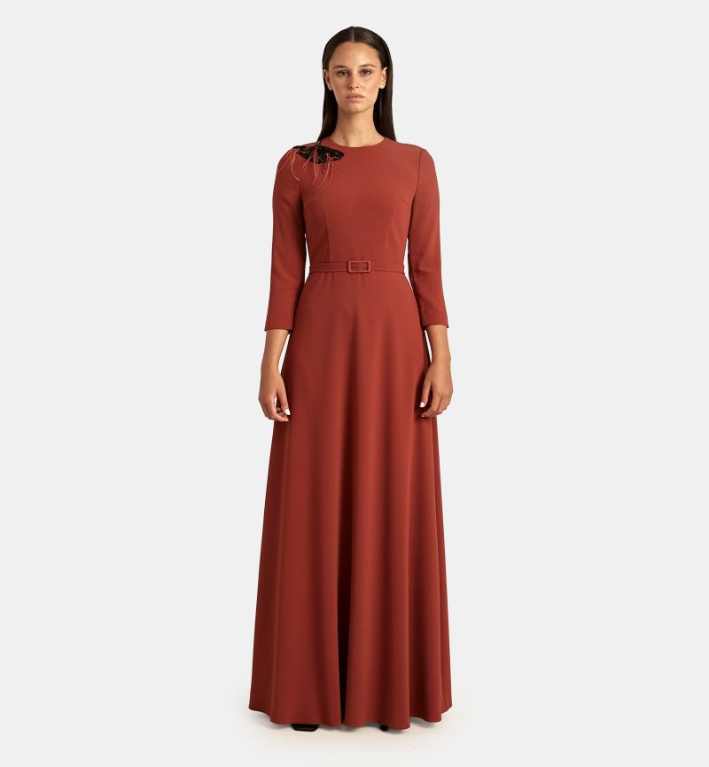 שמלה אריג גזרת A מקסי, חמרה