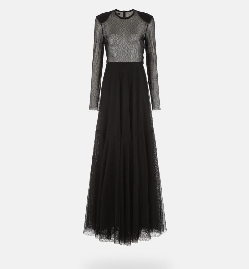 שמלת רשת קלוש מקסי, שחור