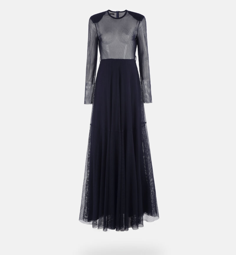 שמלת רשת קלוש מקסי, כחול